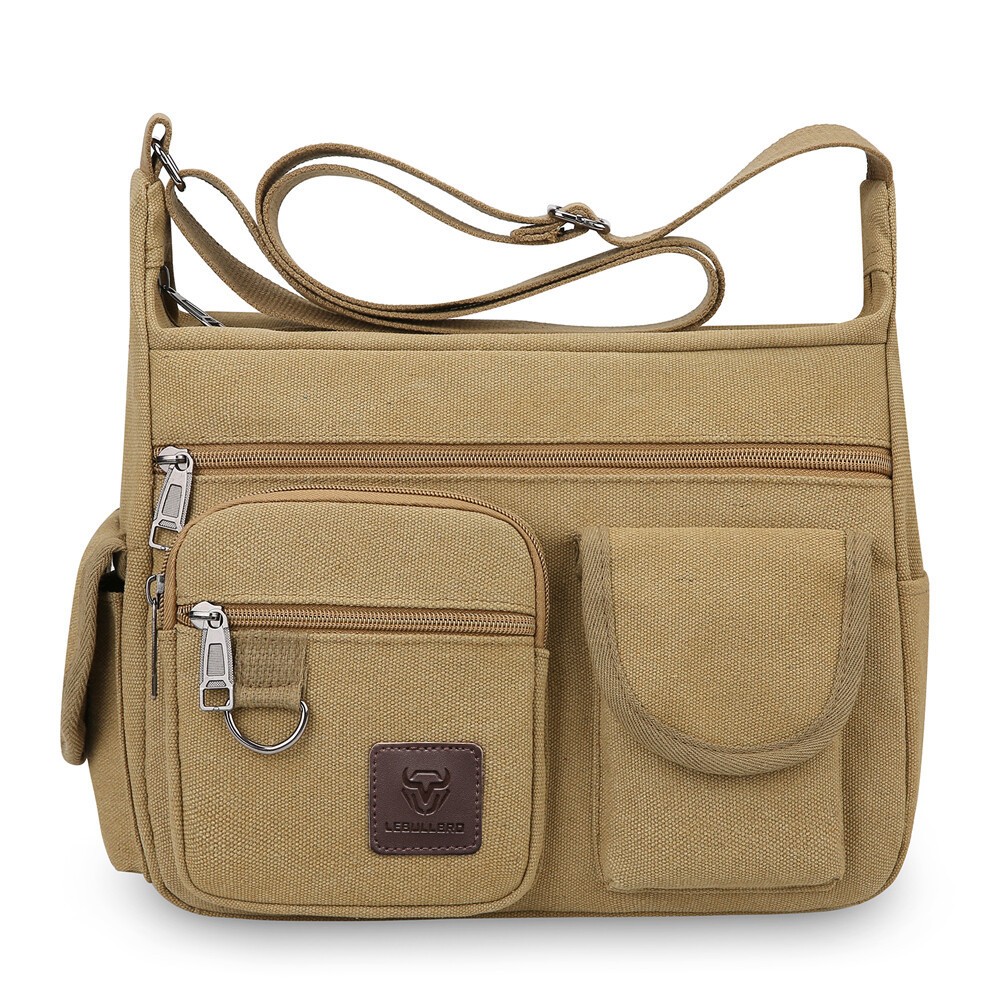 Men’s Canvas Shoulder Bag Durable Tool Bag Crossbody Sling Large Capacity Travel