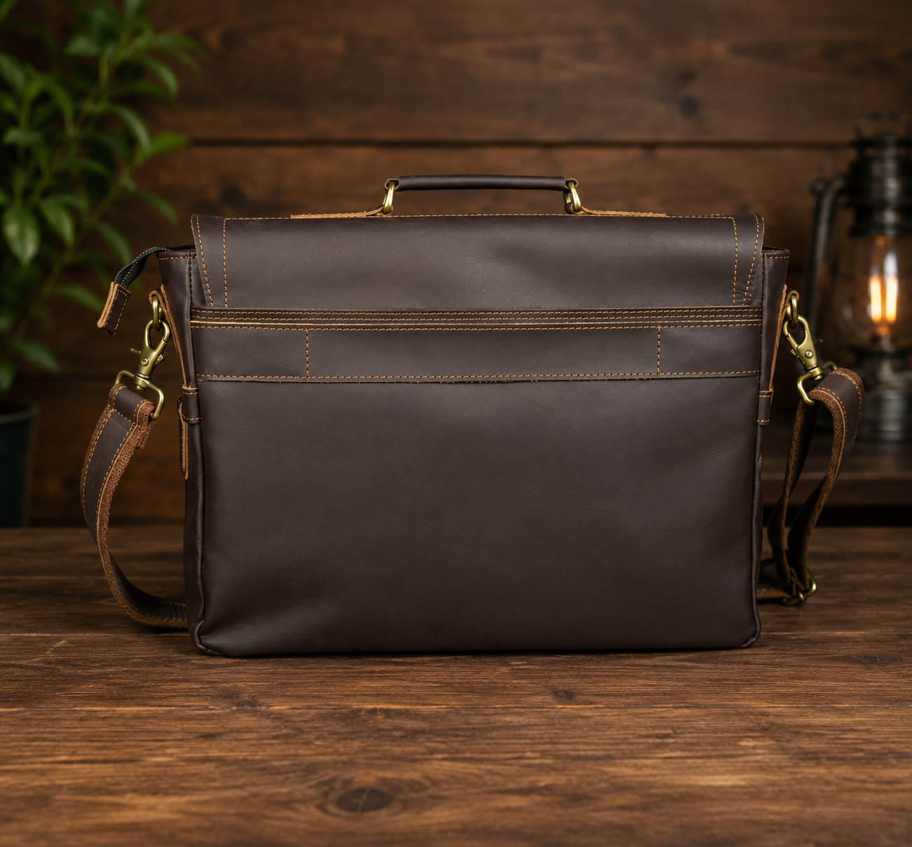 Vintage Handmade Leather Bag for Laptop two colour contrast