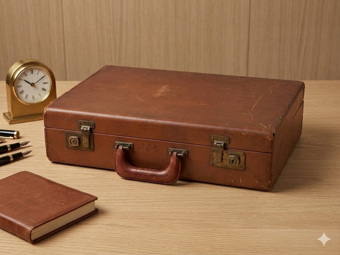 Cheney Vintage Attaché Briefcase, Hard Sided, Very Sturdy, File Holder Inside