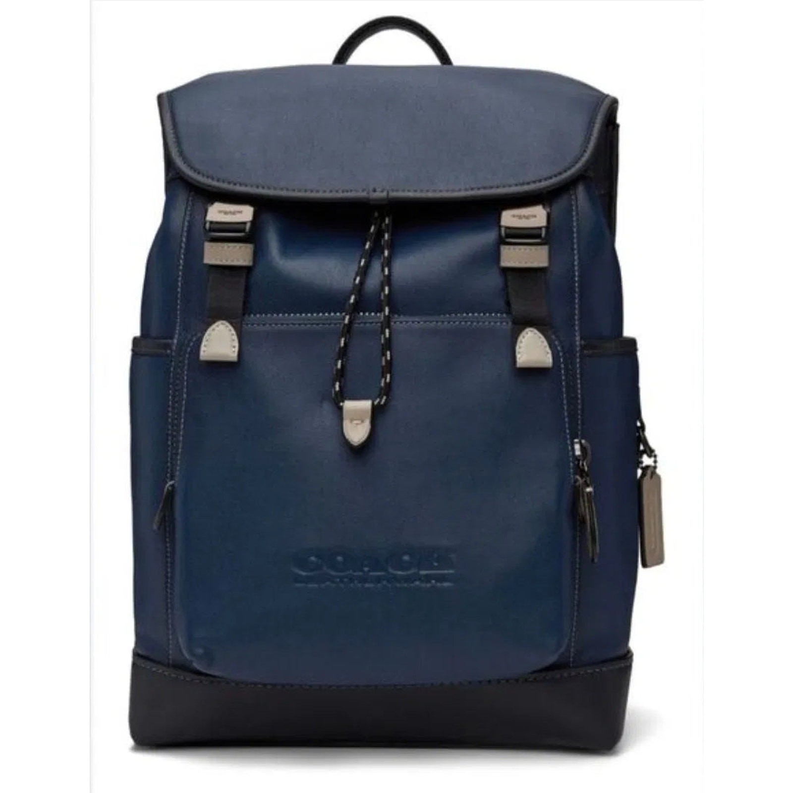 Coach League Flap Backpack — Midnight Navy Leather