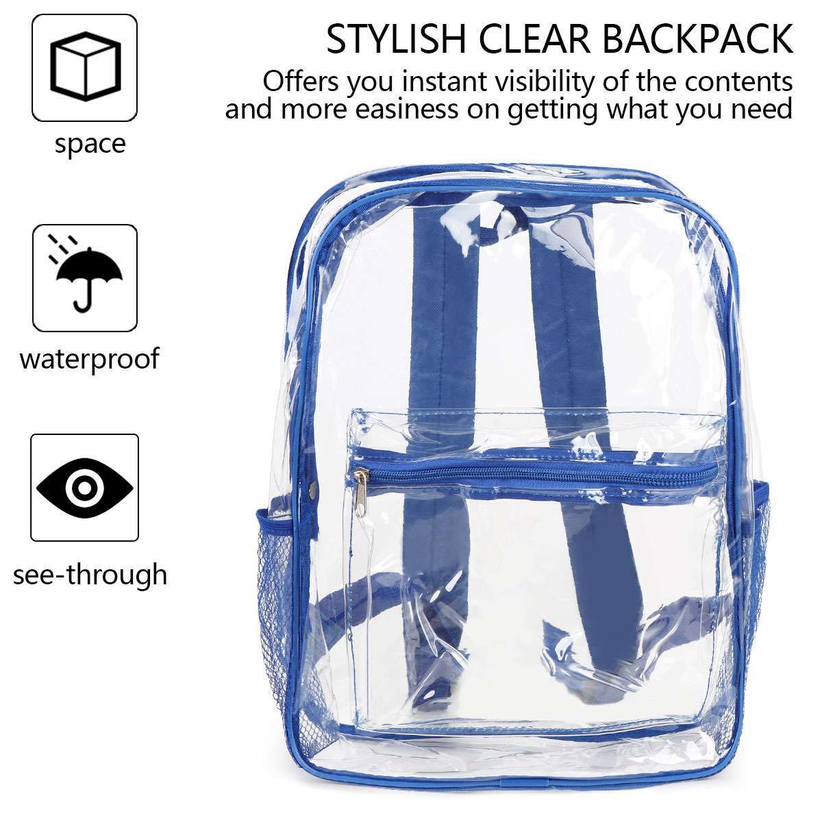 Waterproof Clear PVC Backpack Heavy Duty See Through School Backpack