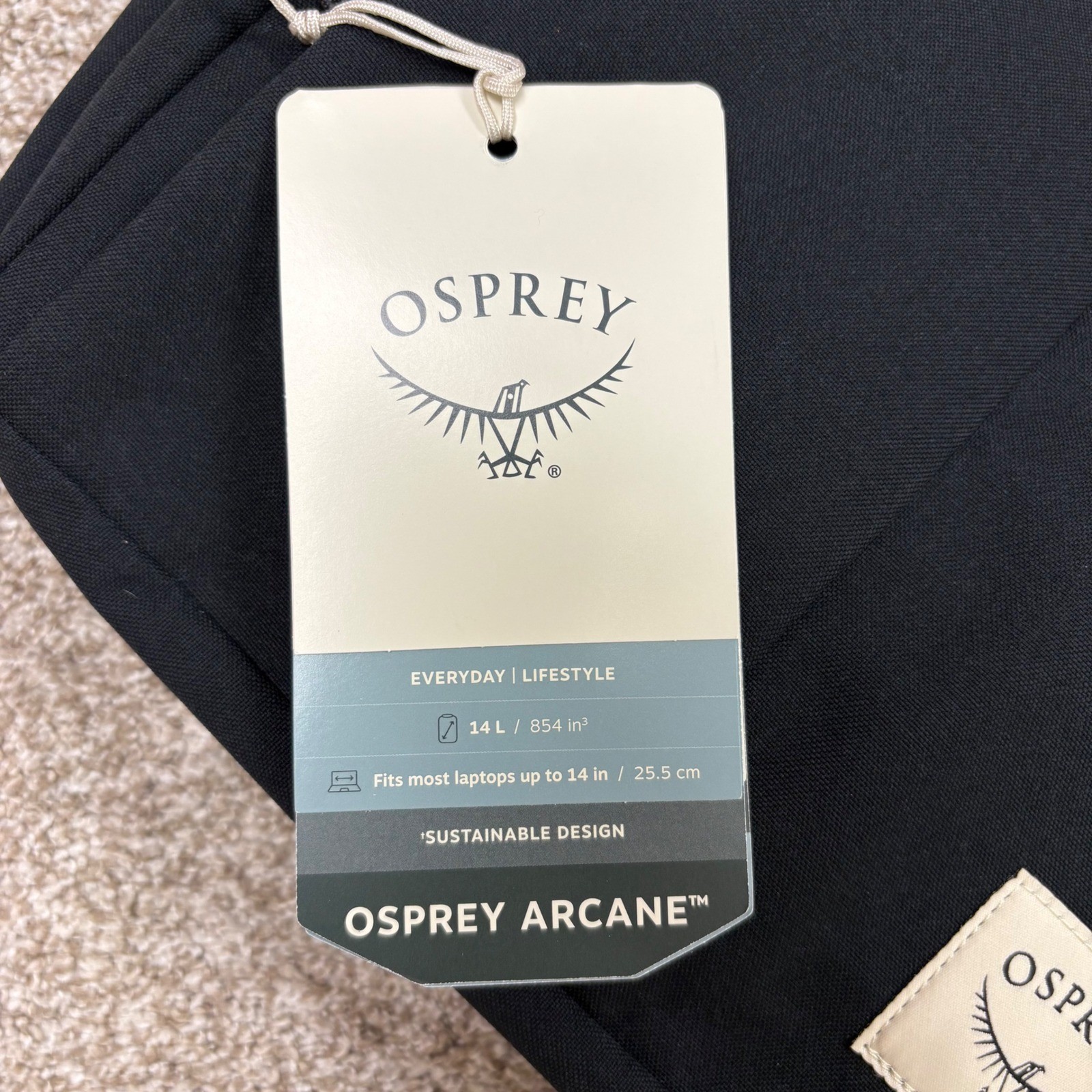 NEW Osprey Arcane Flap Pack 14L Unisex OS Black Laptop Backpack Sustainable