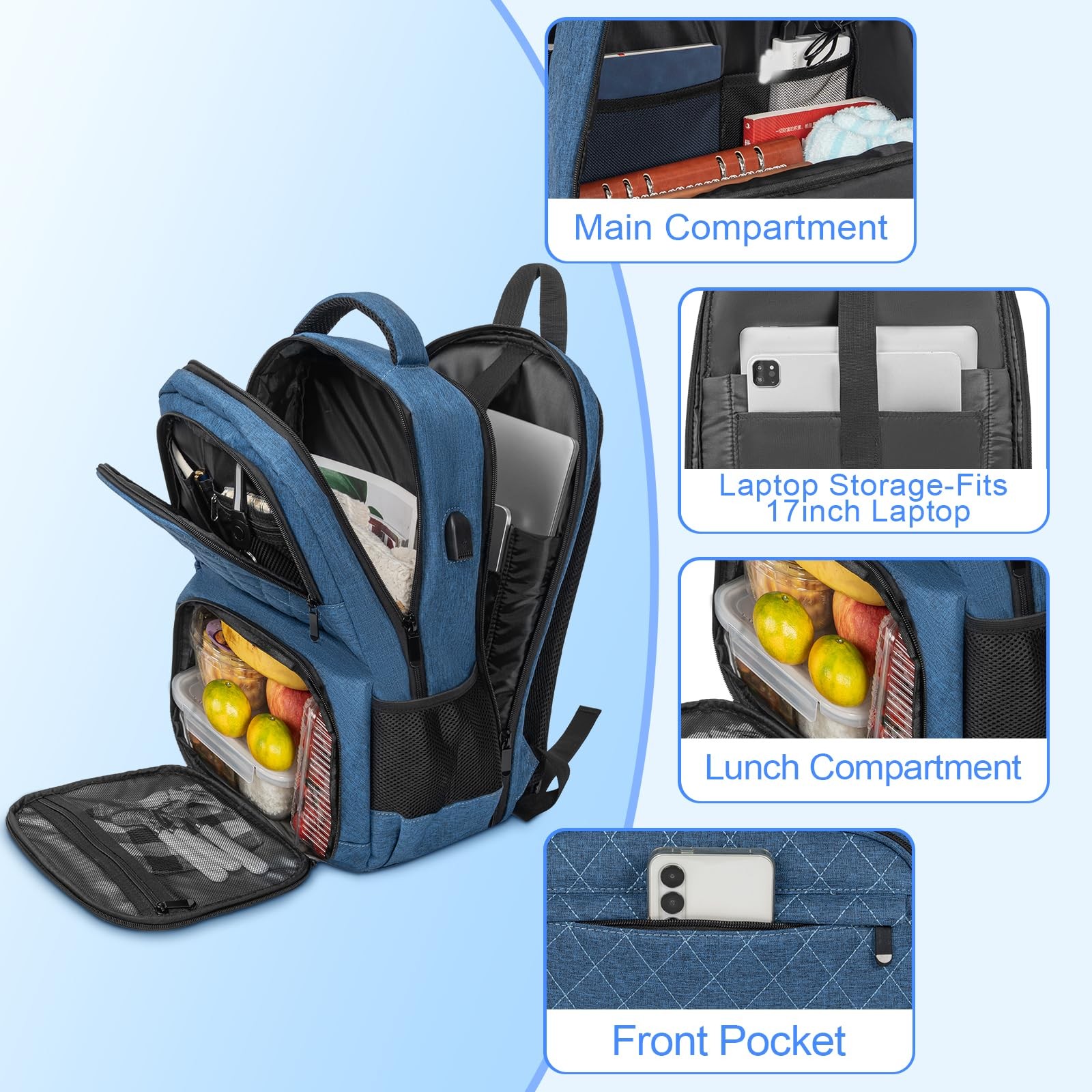 15.6 Inch Laptop Backpack With Insulated Cooler Compartment Travel Work