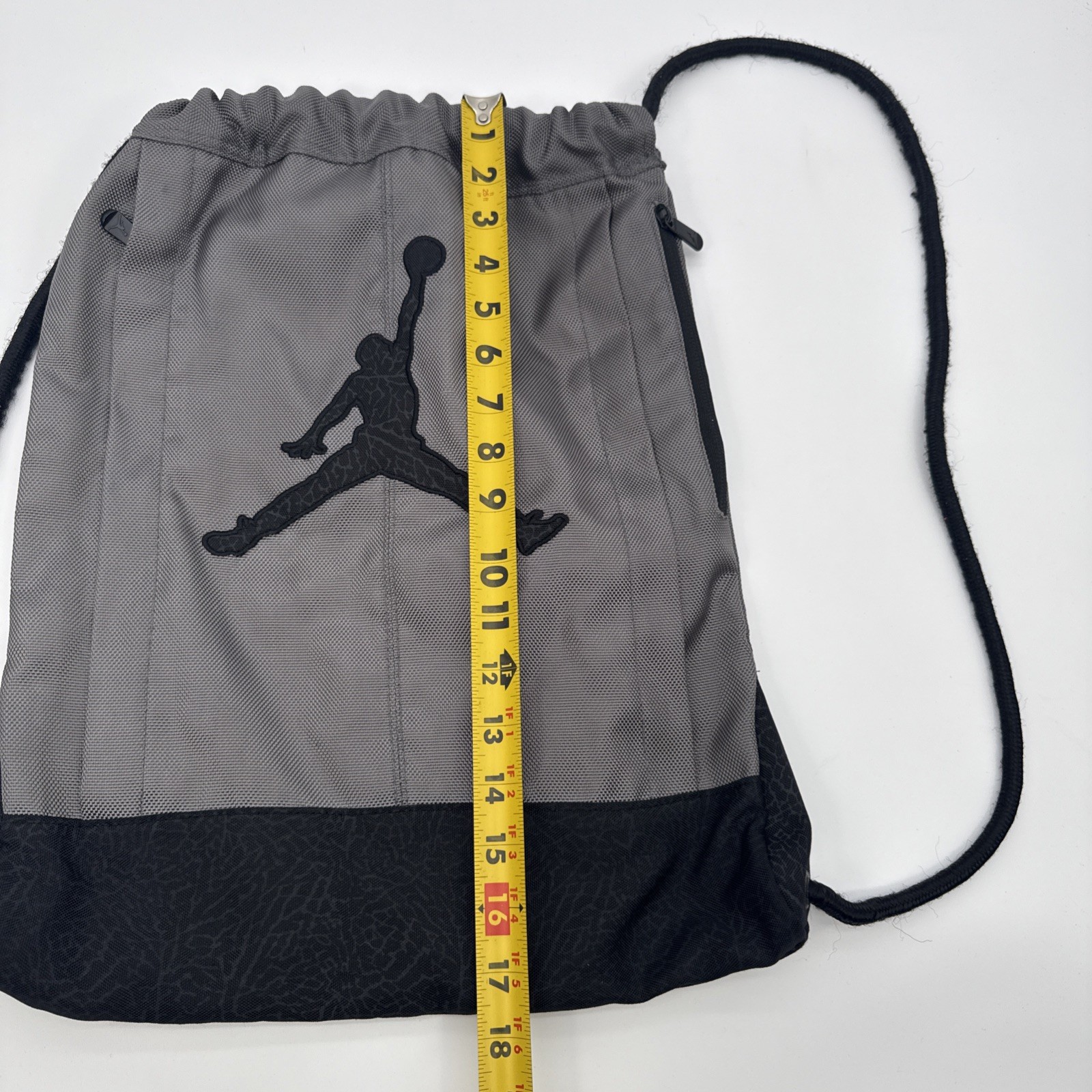 Nike Jordan Jumpman Drawstring Bag Pouch Gray Black Elephant Print Equipment Bag