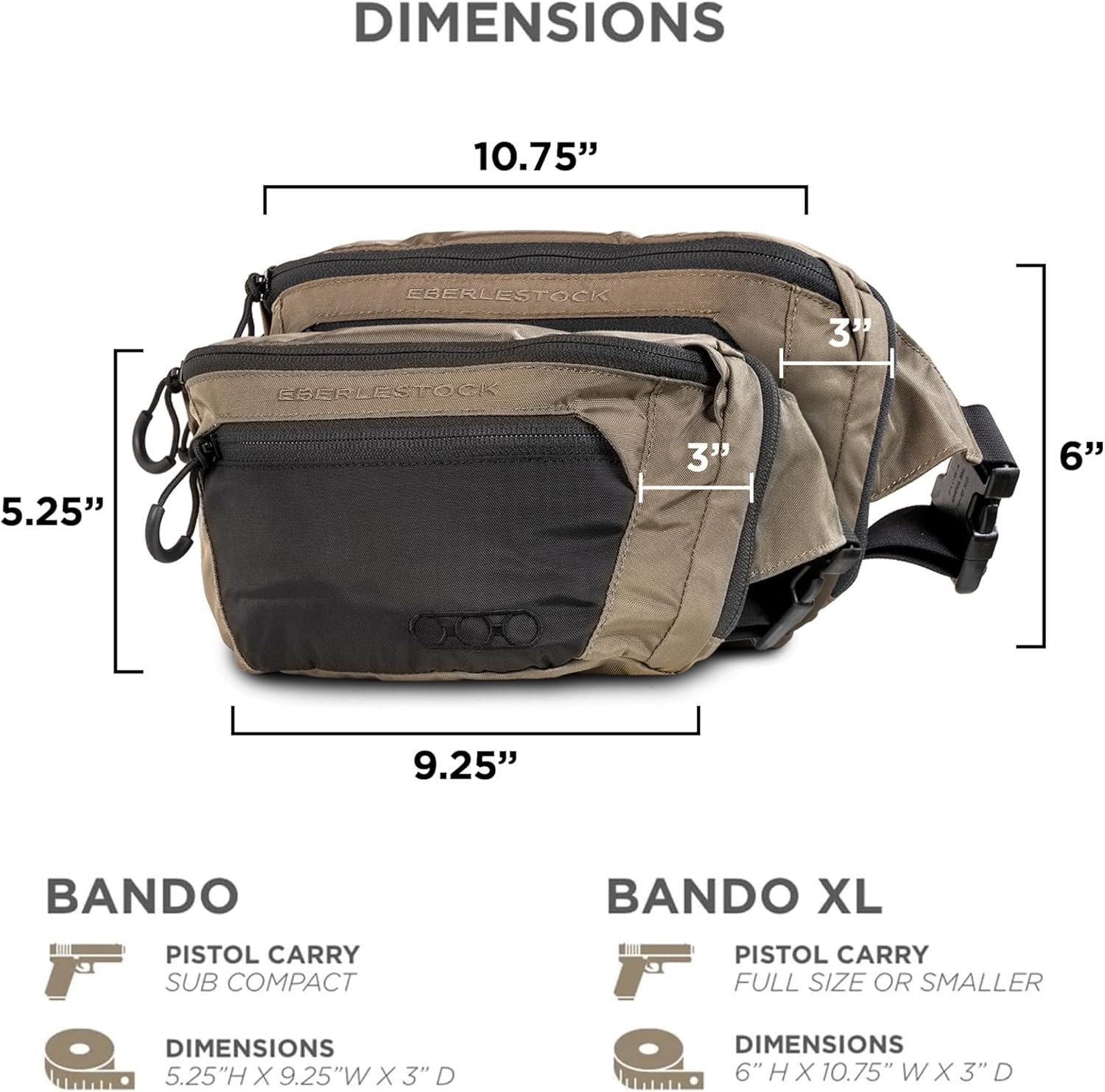 Bando Bag – Tactical Men’s Fanny Pack w/Adjustable Waist Belt, Zippered Pocke…