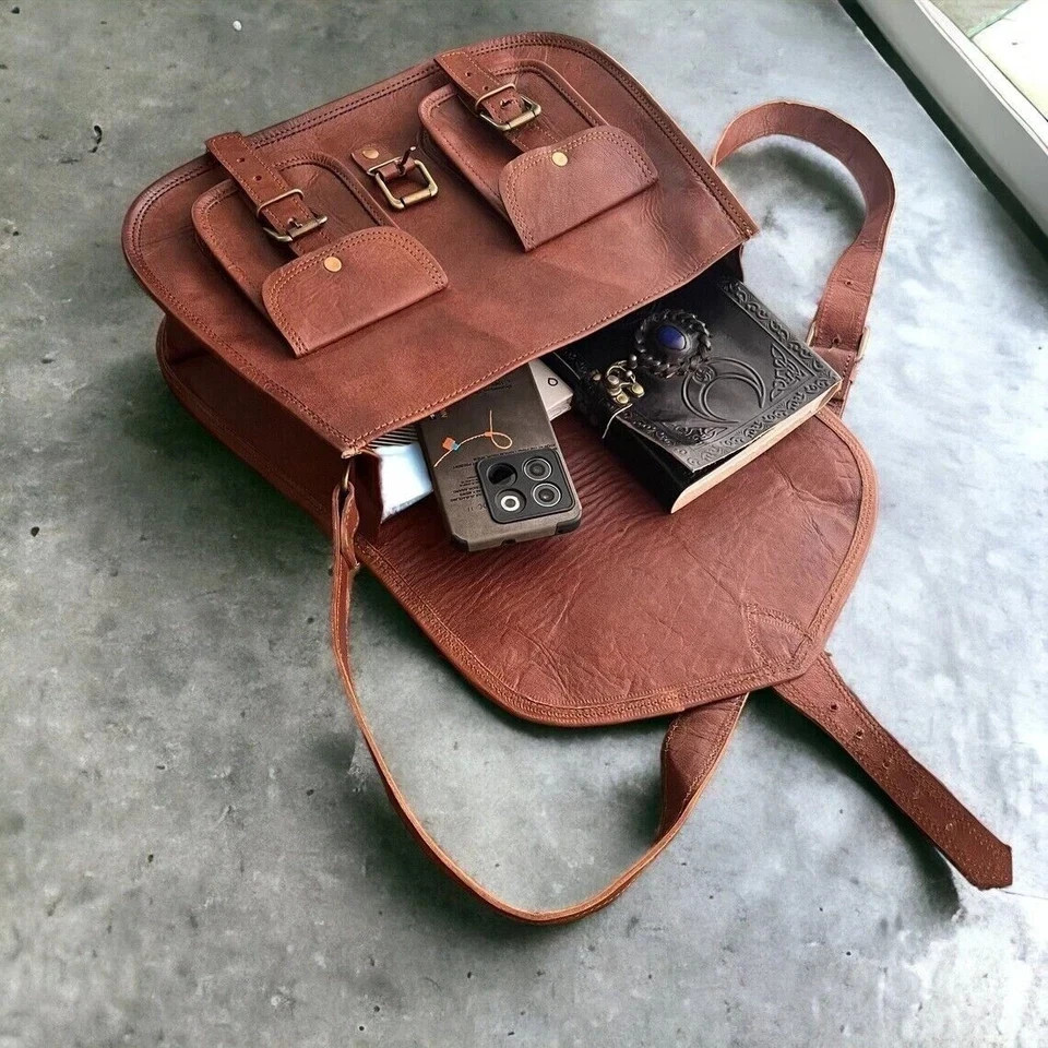 Men’s Aesthetic Leather Messenger Satchel Bag Handmade Vintage Brown New