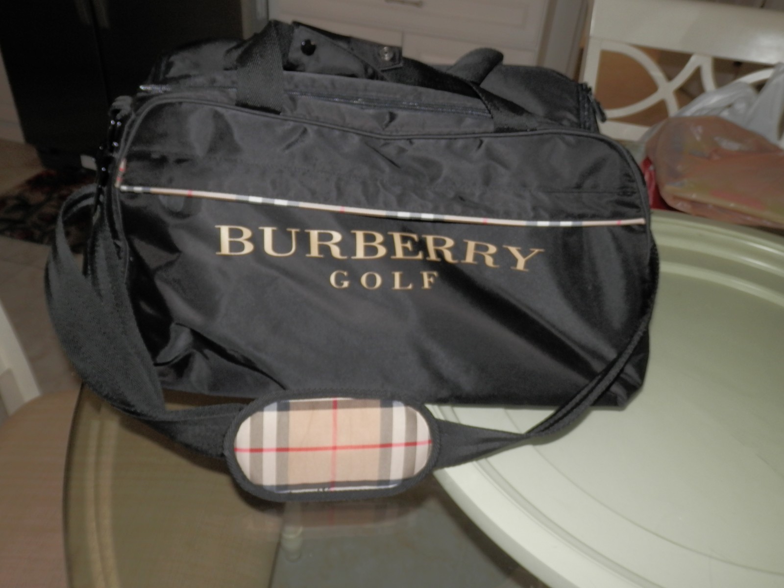 Authentic Burberry Golf Black Duffle Weekender Travel Bag