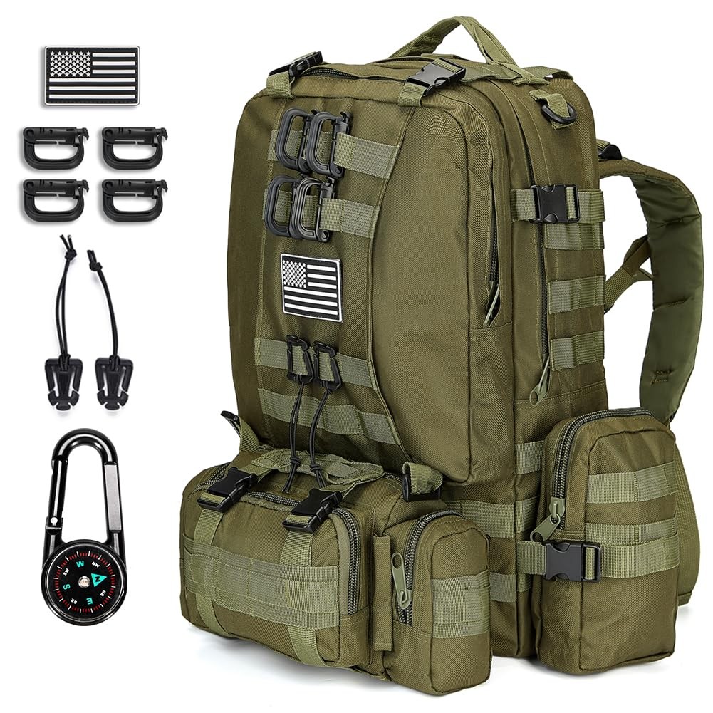 Large Military Tactical Backpack for Men, 40-50L Backpacks for Women, Bug out…
