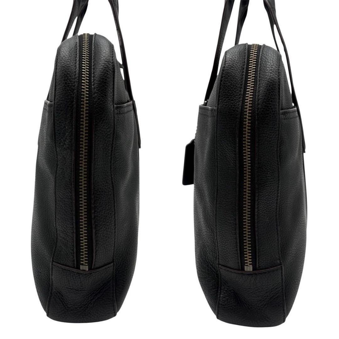 COACH Metropolitan Briefcase Top Handle Bag Charm Leather Men Black From Japan