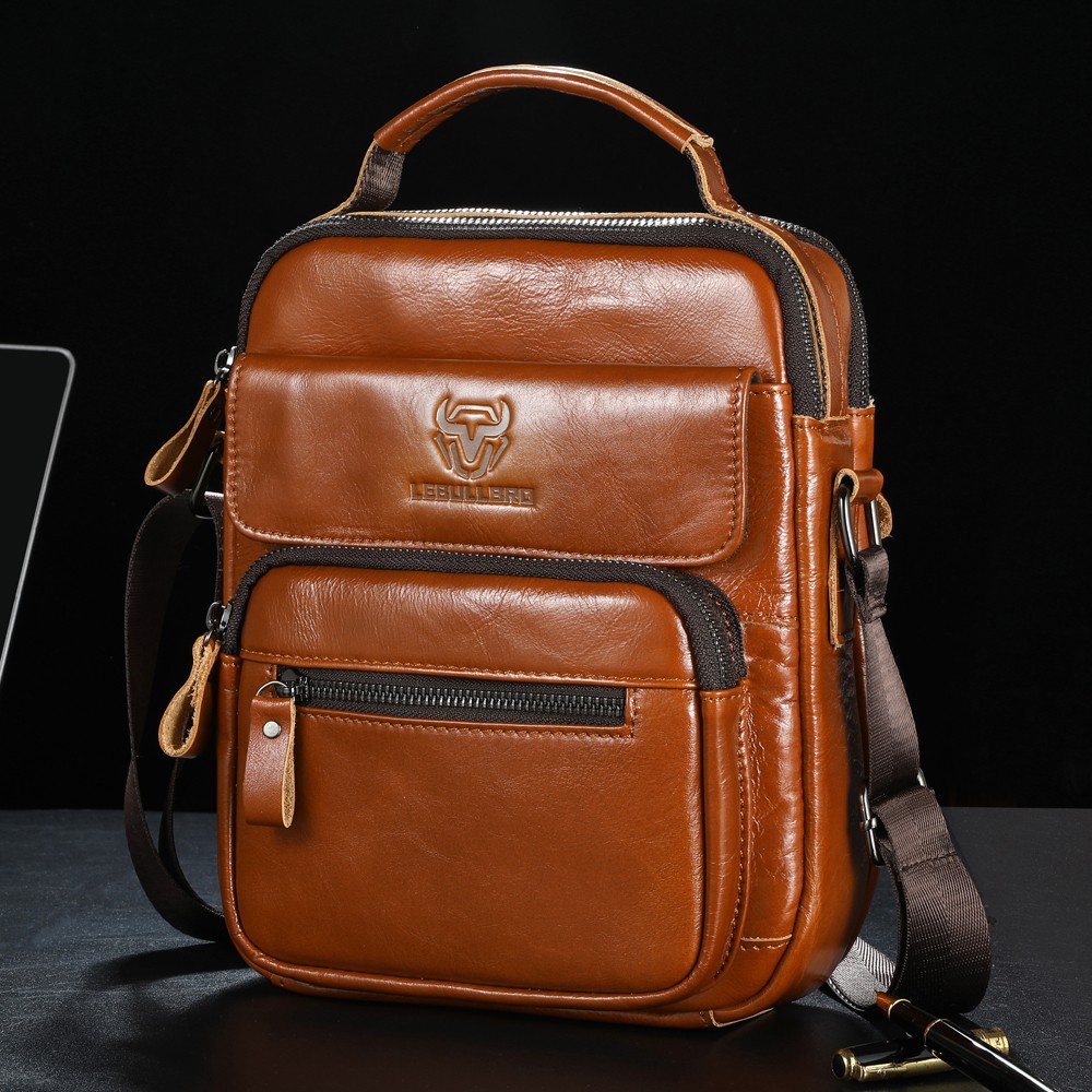 Men Genuine Leather Sling Bag Crossbody Shoulder Messenger Bag Business Travel M