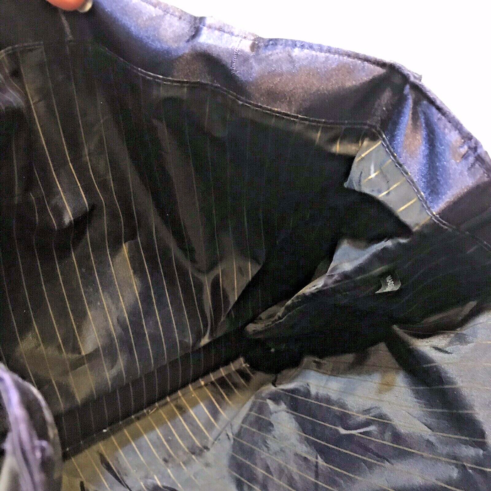 Vicky Tiel 21 Bonaparte Parfum Vinyl Tote Bag Navy Satin Feel Striped Lining