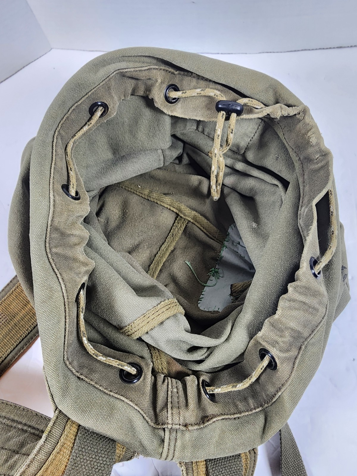 Vtg Y2K American Eagle Olive Green Canvas Military Duffel Bag Backpack Rucksack