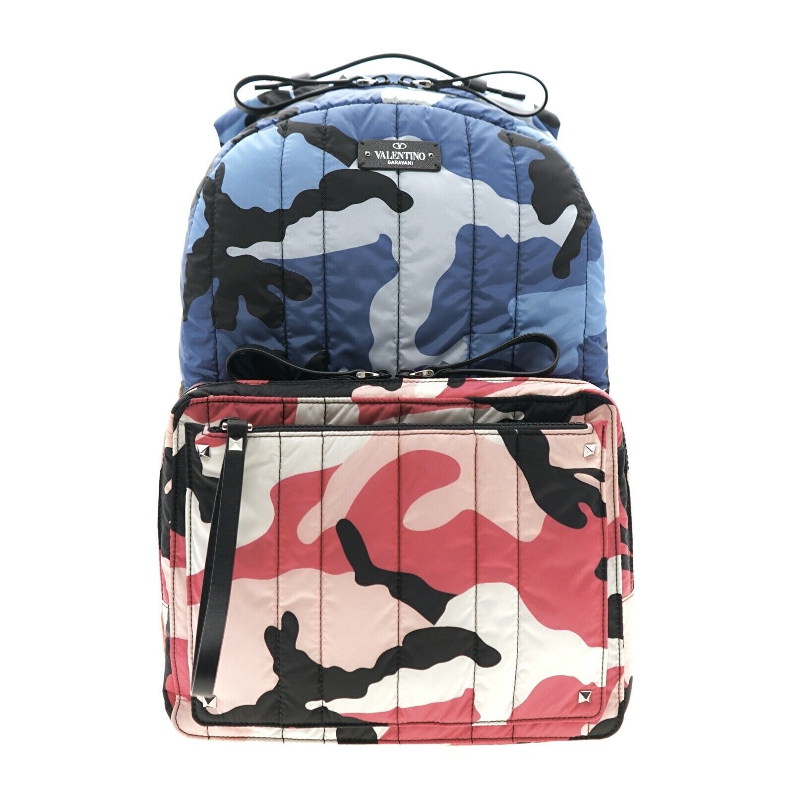 Valentino Garavani Camushuffle Backpack Quilted Nylon Multicolor New