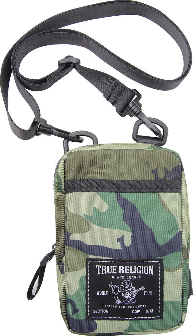 True Religion Unisex Camo Signature Woven Frank Crossbody Adjustable Strap Bag