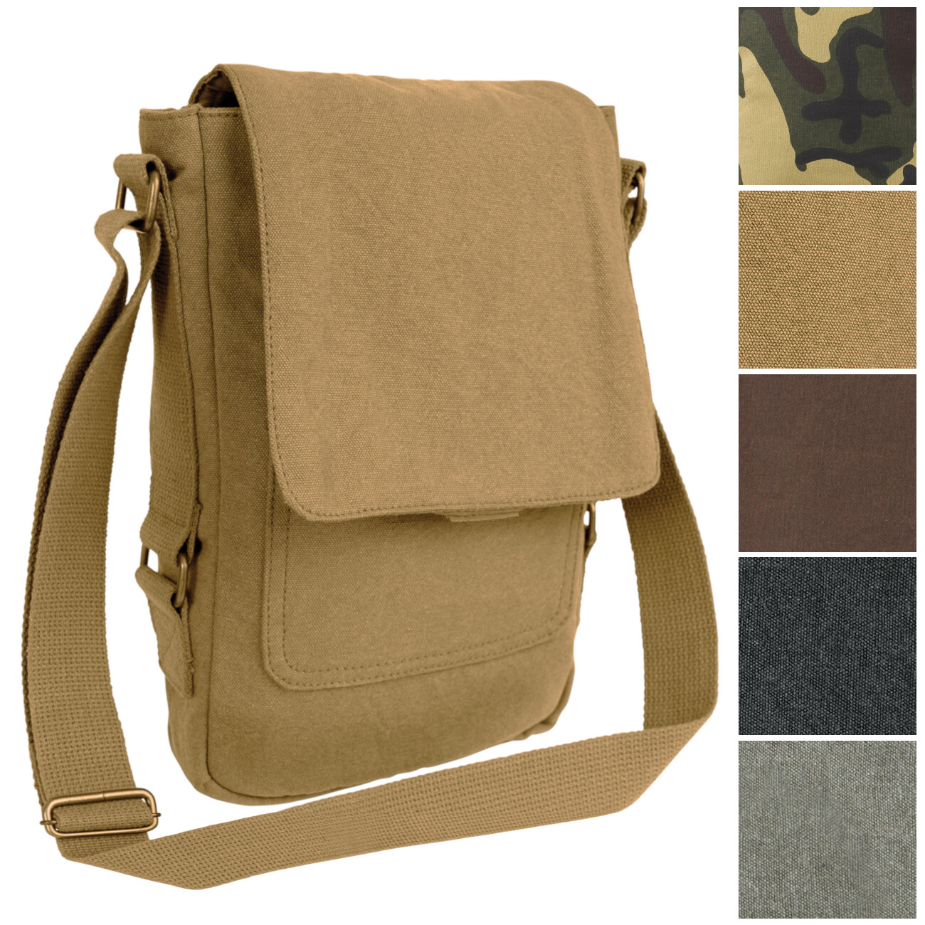 Vintage Canvas Tablet Bag- Tablet Carrier- Black OD Khaki