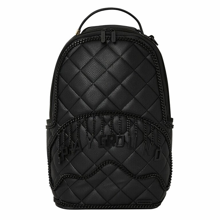 Sprayground Shark In Paris Backpack Triple Black Logo Quilted School Books Bag
