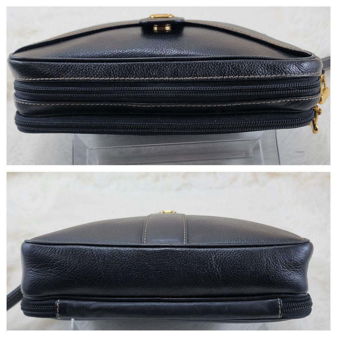Dunhill Black Leather Clutch Second Bag Gold Hardware 23cm