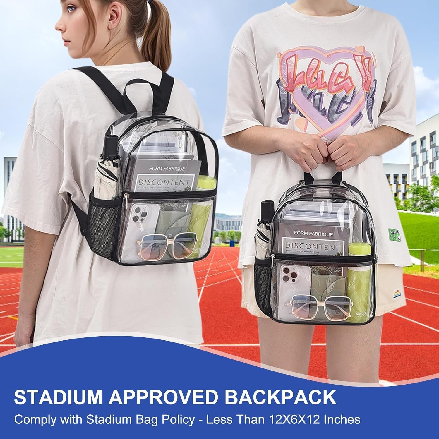 Versatile Clear Sports Backpack – 4 Pocket Design for Maximum Organization