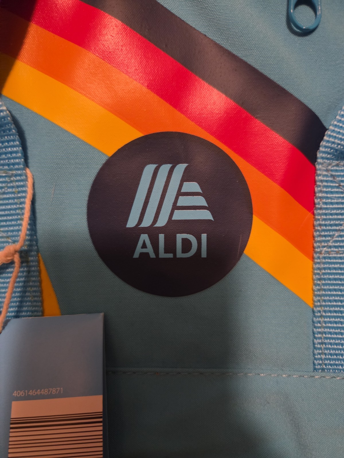 Aldi Gear Blue Rainbow Backpack with Laptop Sleeve Side Pockets Bright Logo NWT