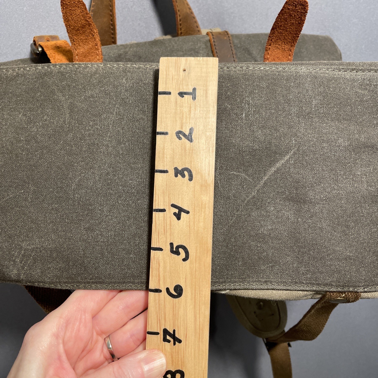 The Barrel Shack Handmade Oiled Canvas & Leather Cotton Backpack Rucksack Bruce