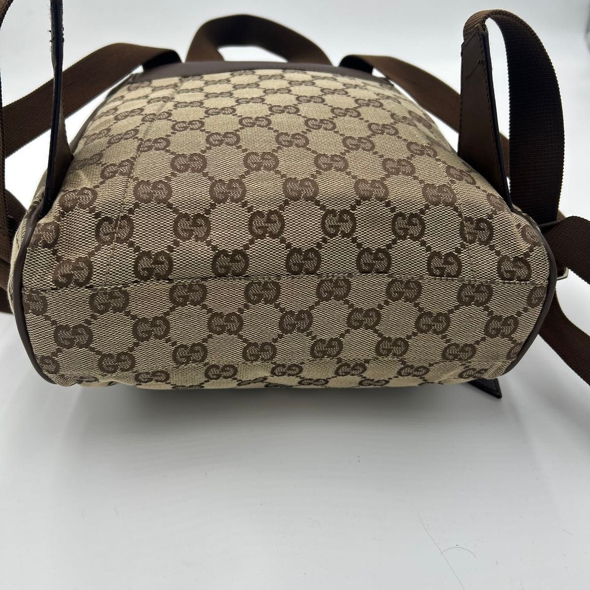 GUCCI men’s Gucci Backpack GGPattern GGCanvas Brown Leather 28×19×7.5cm