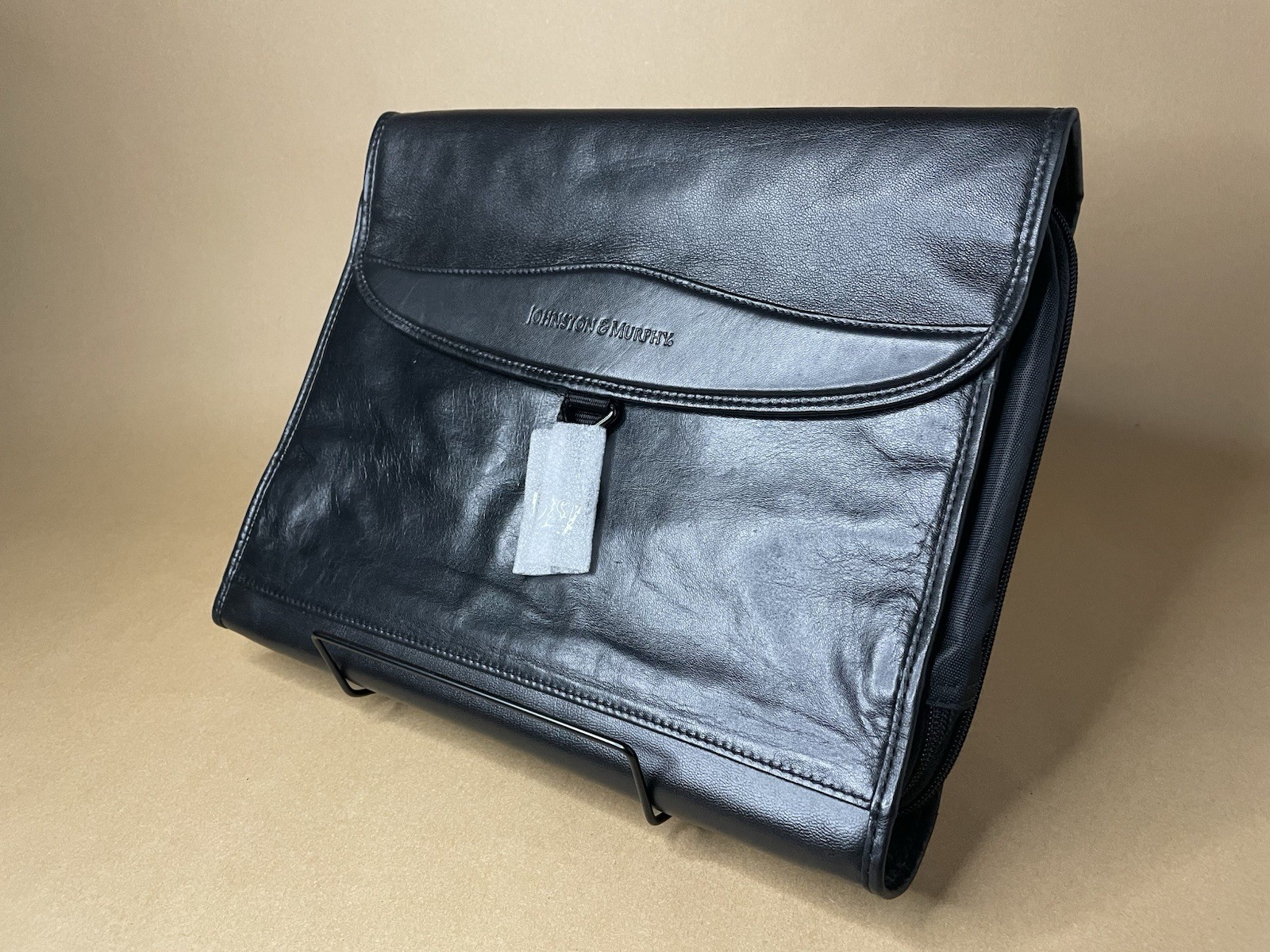 Johnston & Murphy Leather Travel Bag Roll-up Toiletry Hanging Travel Pack -NEW