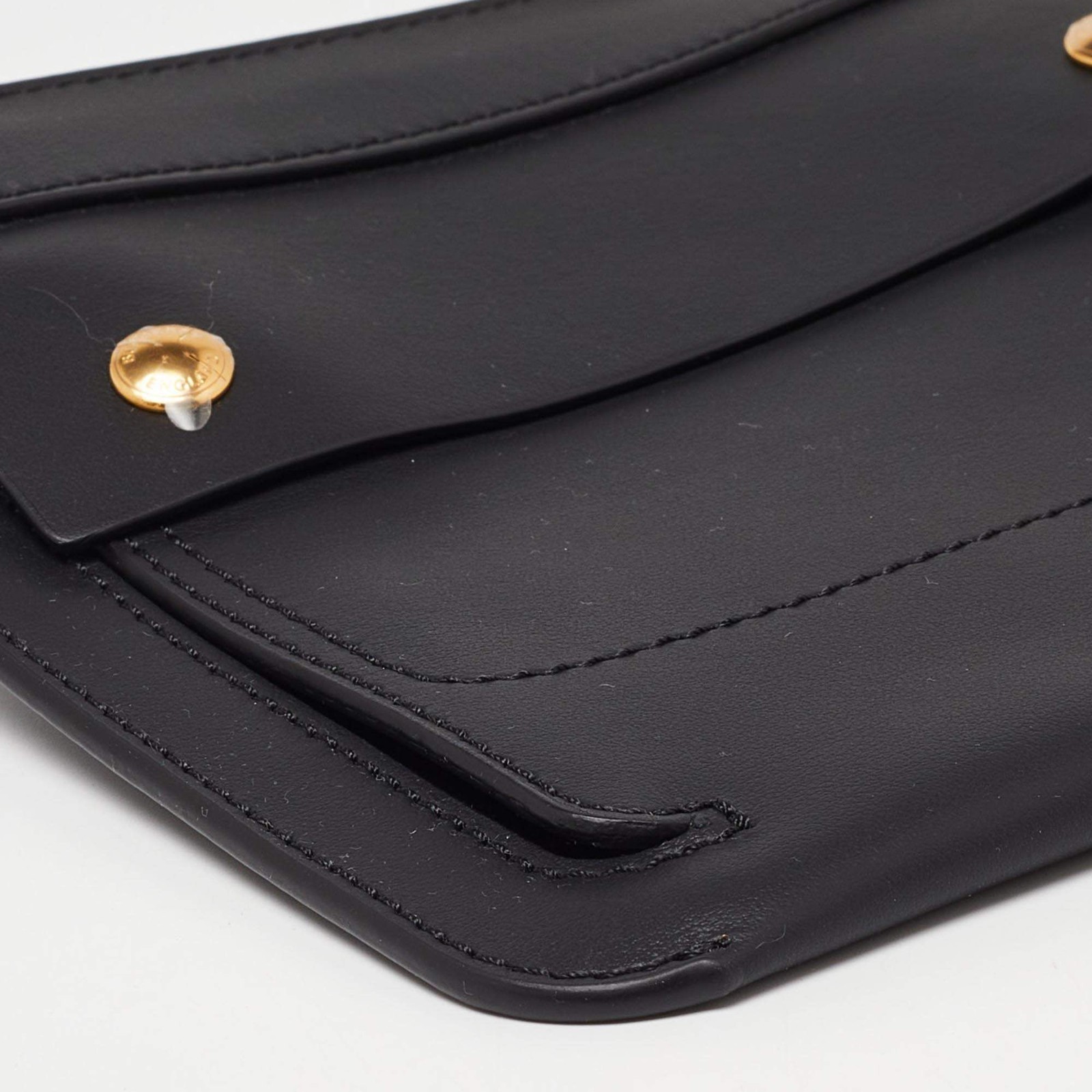 Burberry Fanny Pack Black Solid Leather Slim Belt Bag Lightweight