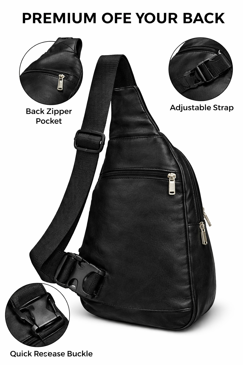 Generic Unisex Full Grain Genuine Leather Crossbody Sling Backpack, Sling Bag