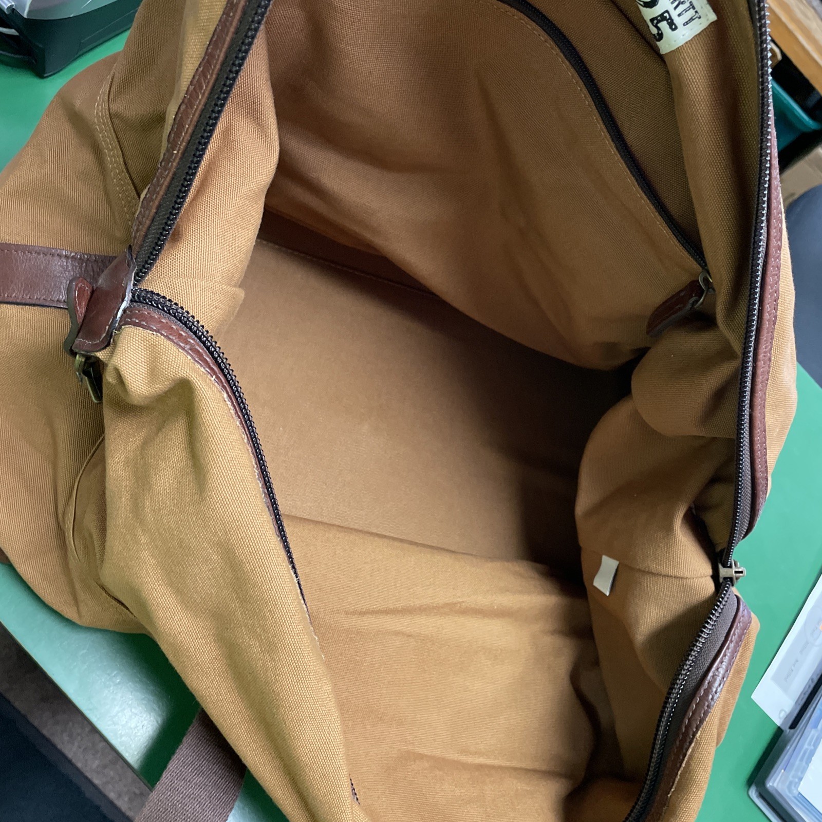 Carhartt Bag Made In USA 125th Anniversary Duffel Duck Leather Brass 18×10.5×10”