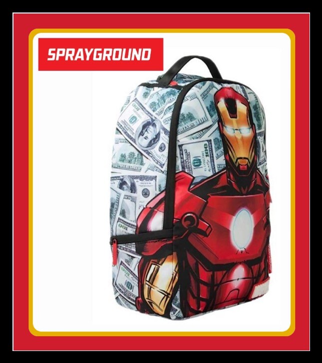 Rare 2015 SPRAYGROUND Iron Man Raining Money Marvel Backpack Brand New Tags BNiB