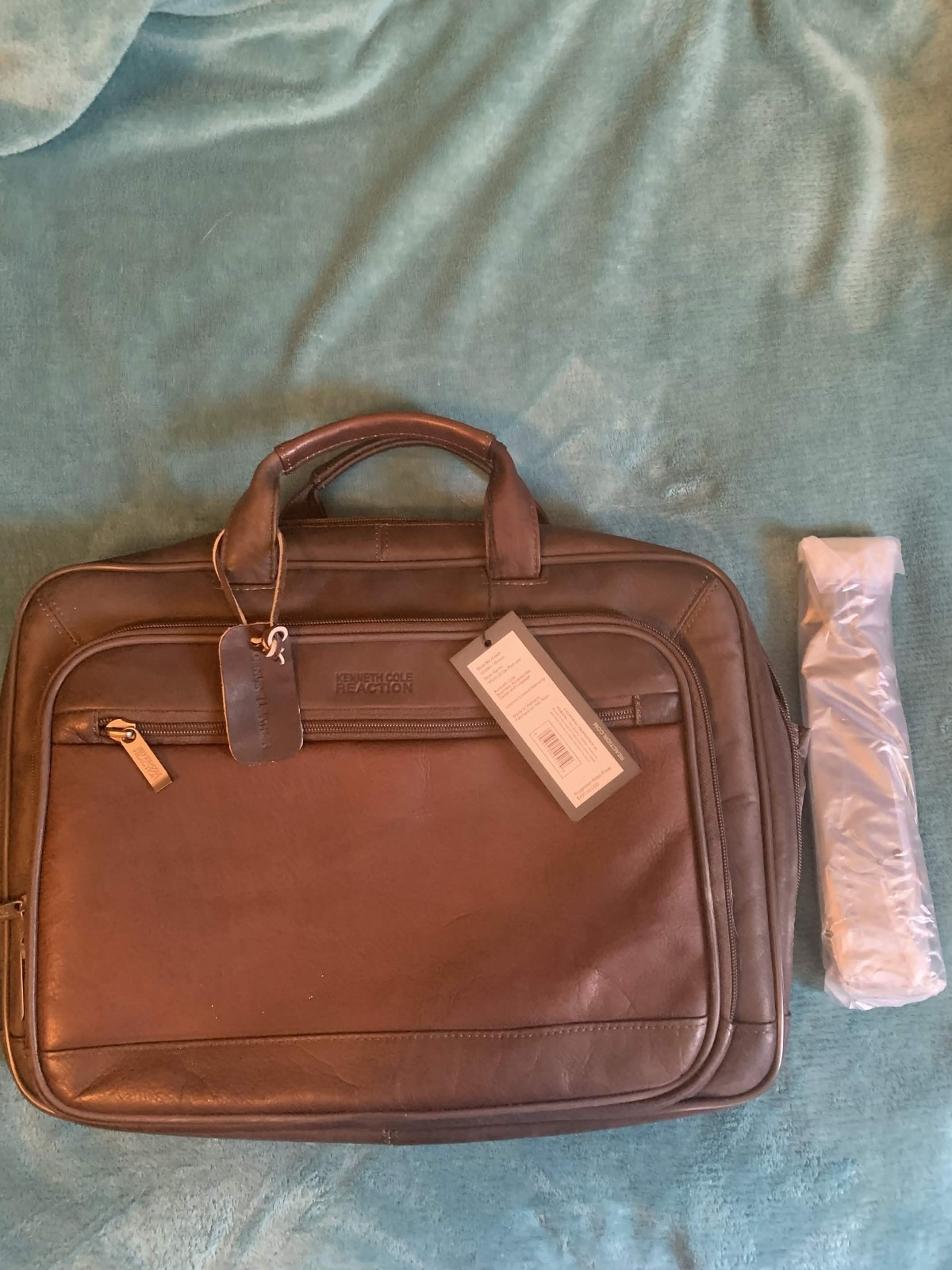 Kenneth Cole Reaction briefcase brown genuine leather laptop messenger bag