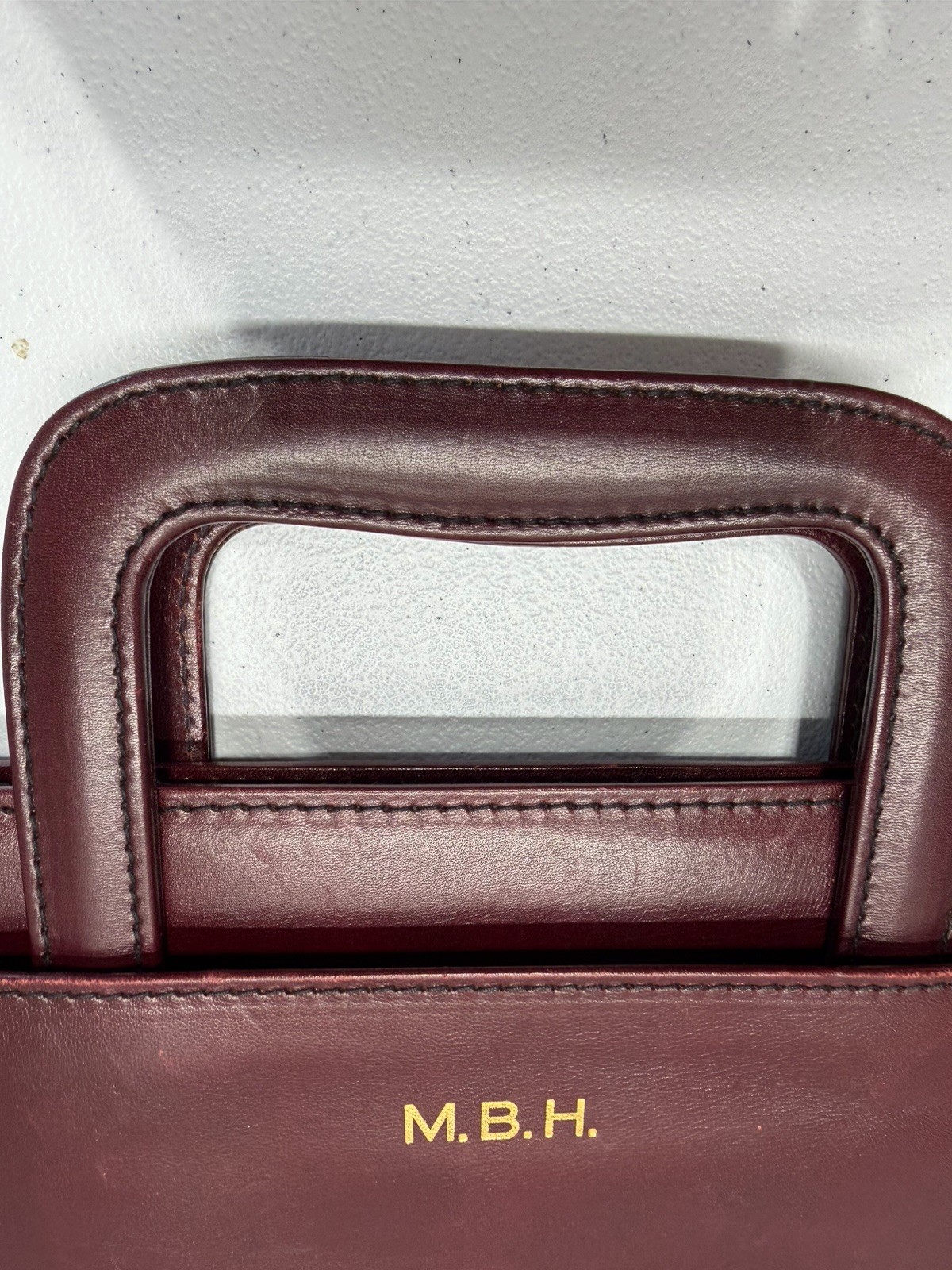 T Anthony Leather Briefcase Retractable Handles West Germany Embossed Initials