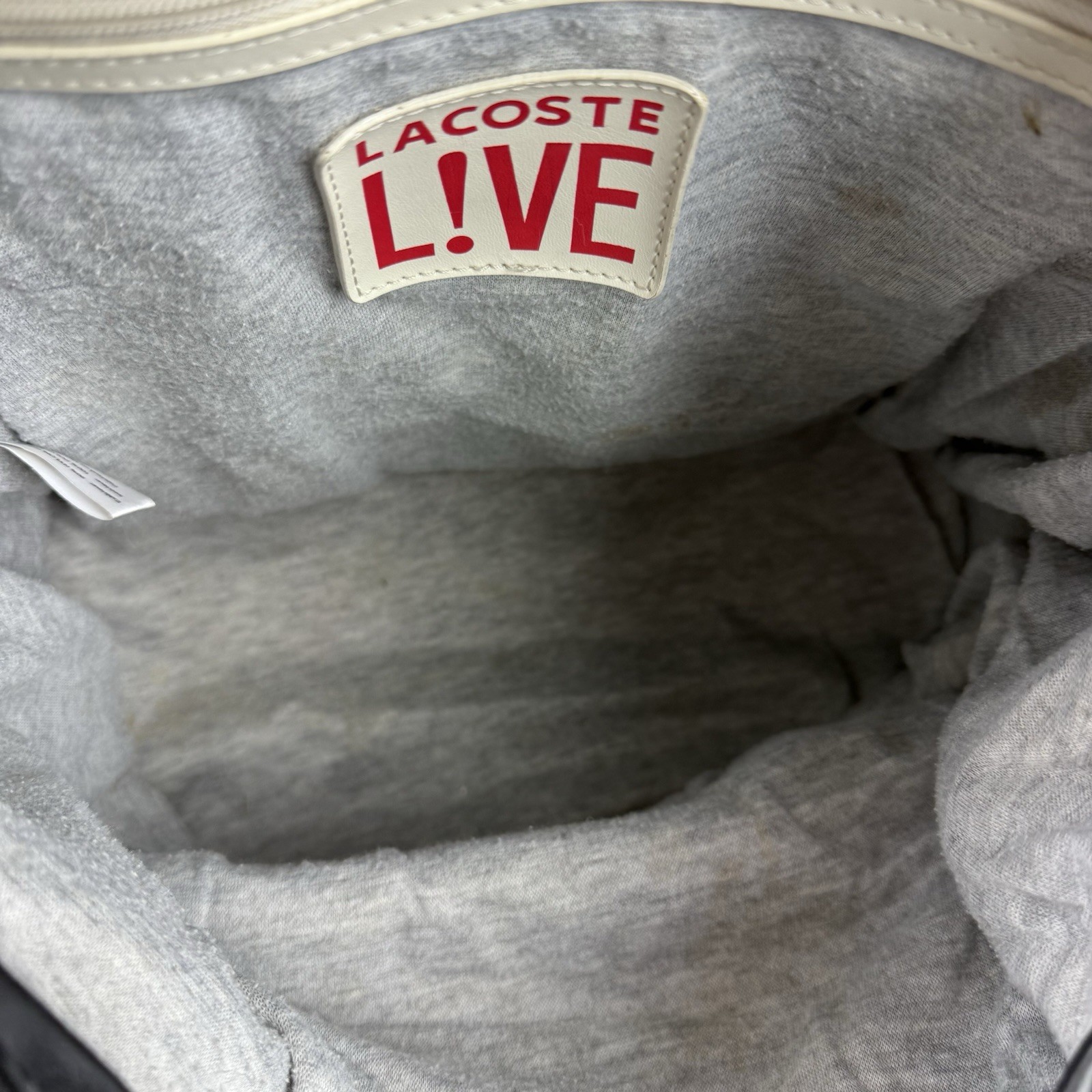 Lacoste Backpack Large Black Nylon Drawstring Rucksack Vintage READ