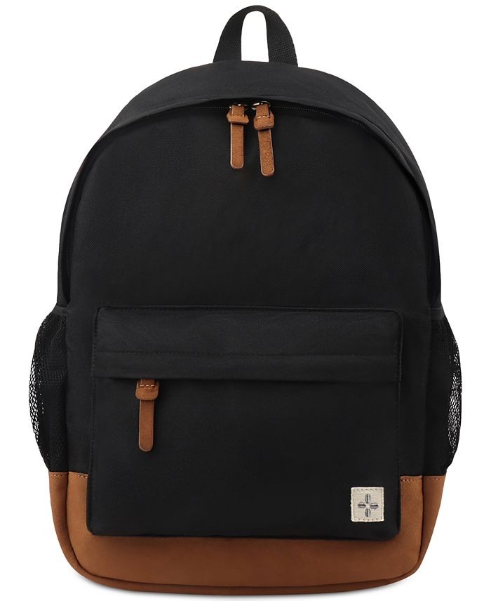 Sun + Stone Men’s Riley Solid Backpack in Black-11-1/2″ W x 16″ H x 5-1/2″ D