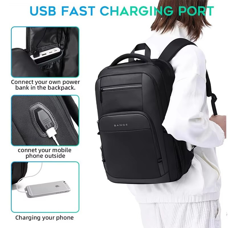 BANGE Laptop Backpack Mens Waterproof Travel Hiking School Bag 15.6″ / 39.6cm US