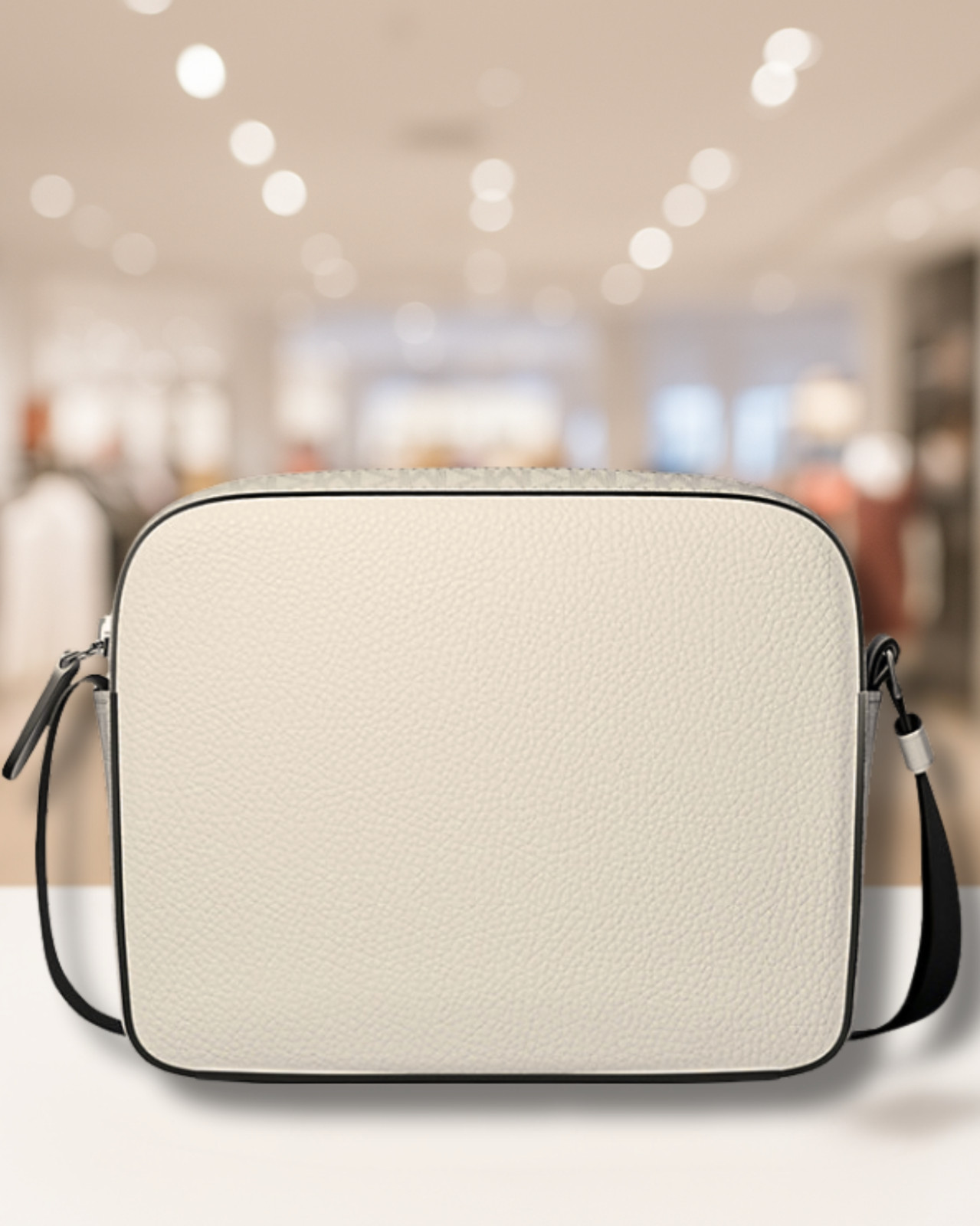 Michael Kors Cooper Medium Leather & Logo Flap Camera Crossbody Bag Bright White