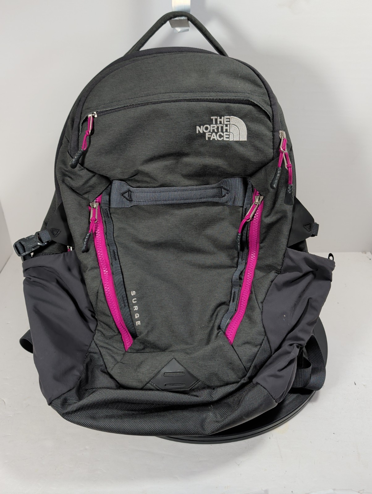 The North Face – Surge Backpack Gray W/ Purple Accents – Laptop Hiking School