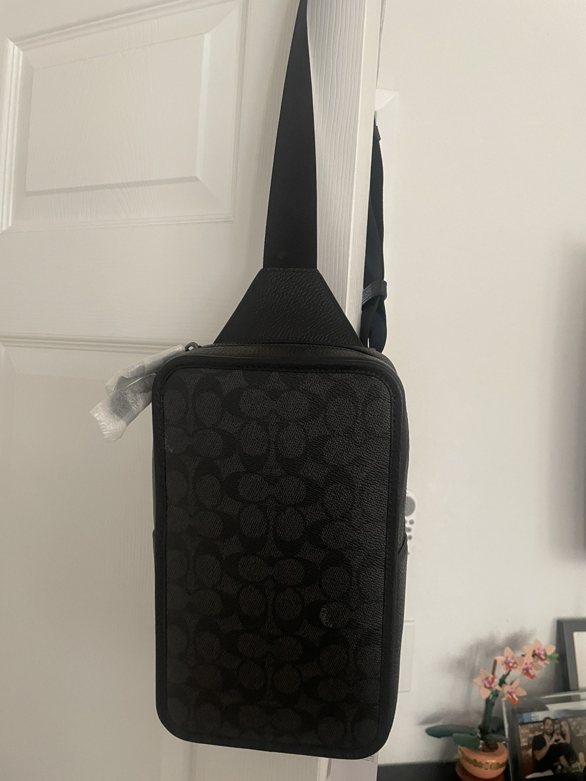 Coach Sullivan Pack Signature Canvas Charcoal Black Crossbody Sling Bag CZ397