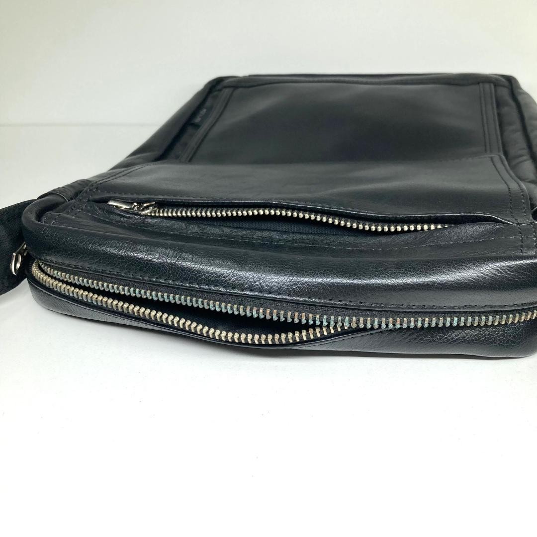 Authentic PORTER Shoulder Bag SQUARE Black 31cm x 23cm x 5cm Used Damage