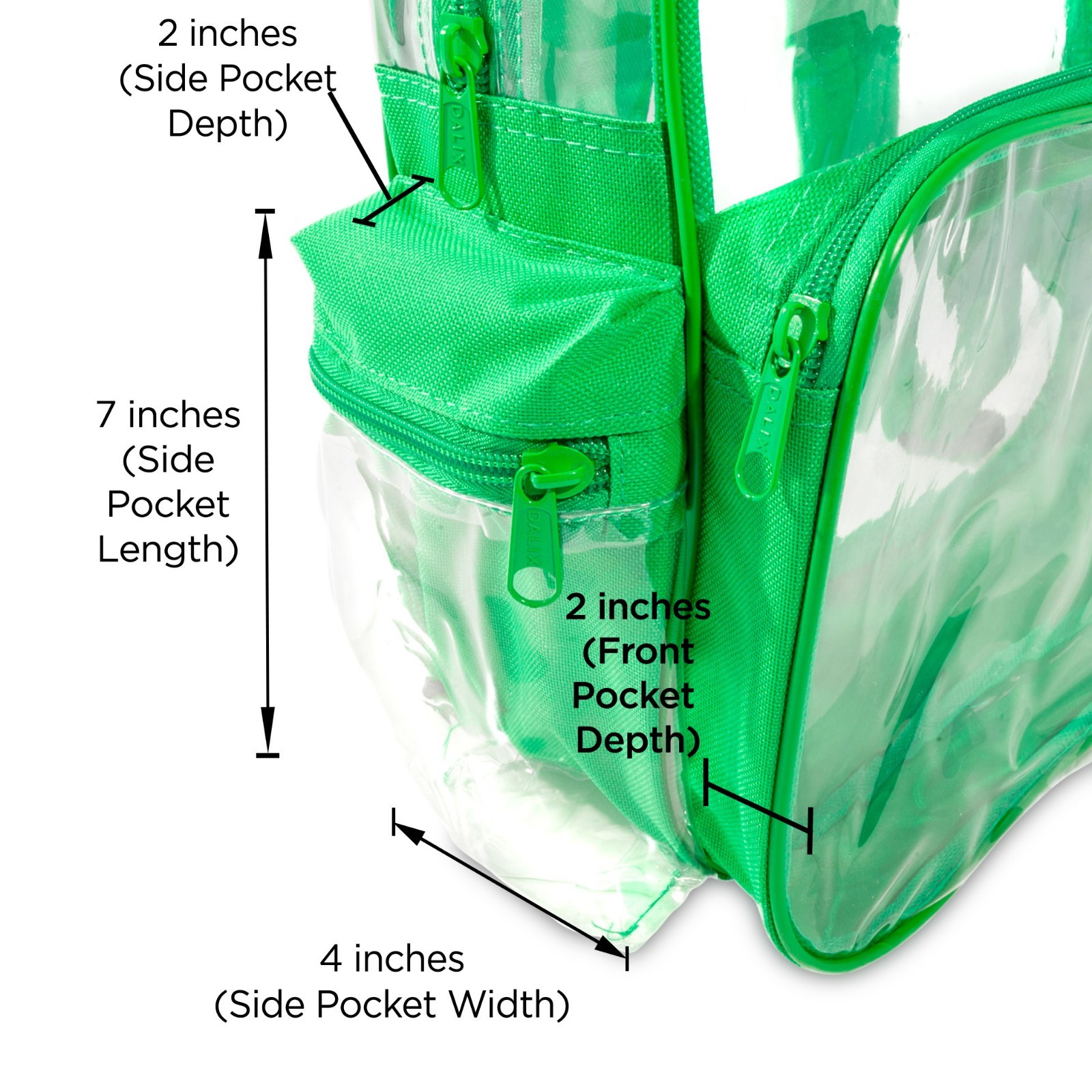 DALIX Clear Backpack Transparent School Bag Ninja Turtle Green Small to Medium