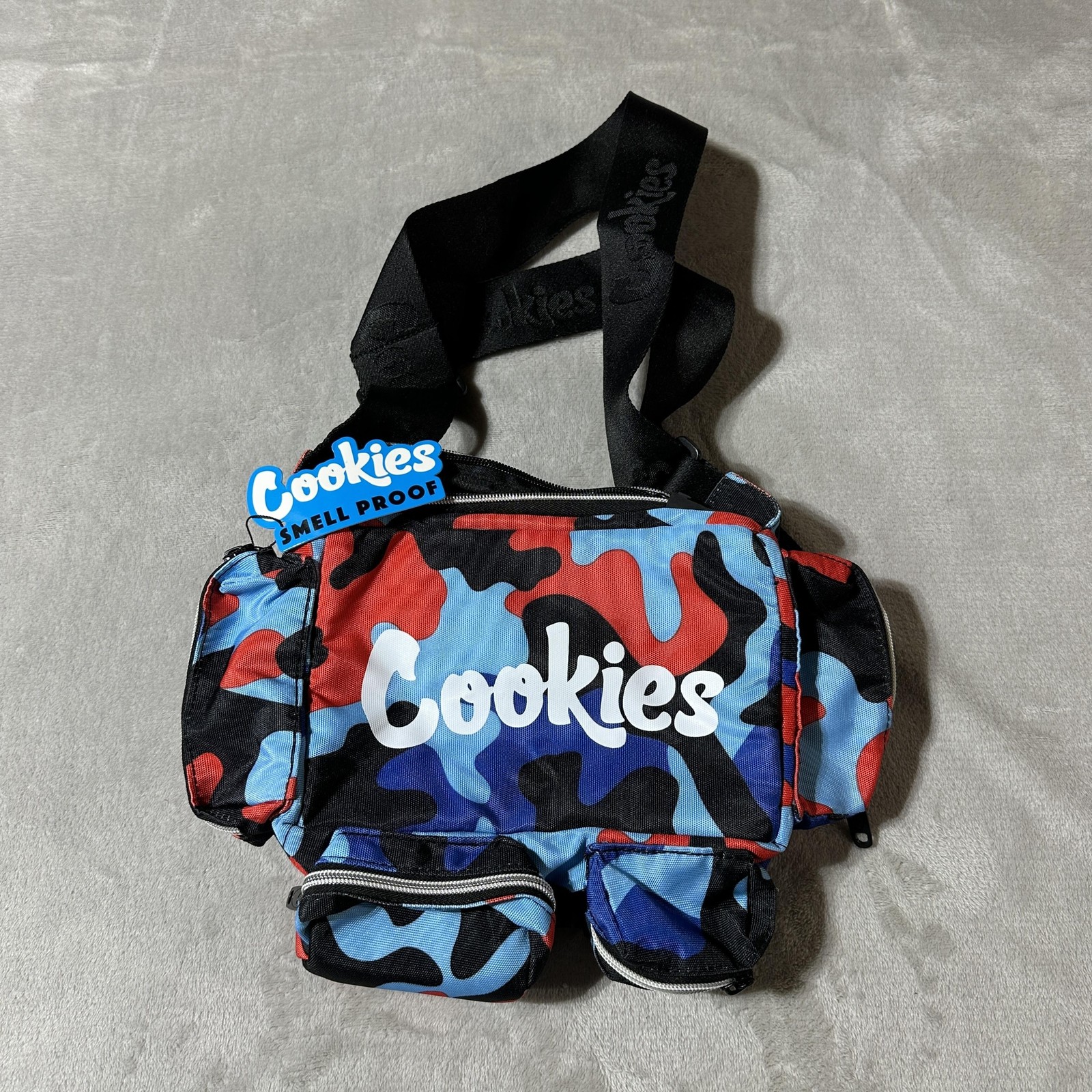 Cookies SF Crossbody Smell Proof Camo Red Blue Canvas Militant Shoulder Bag