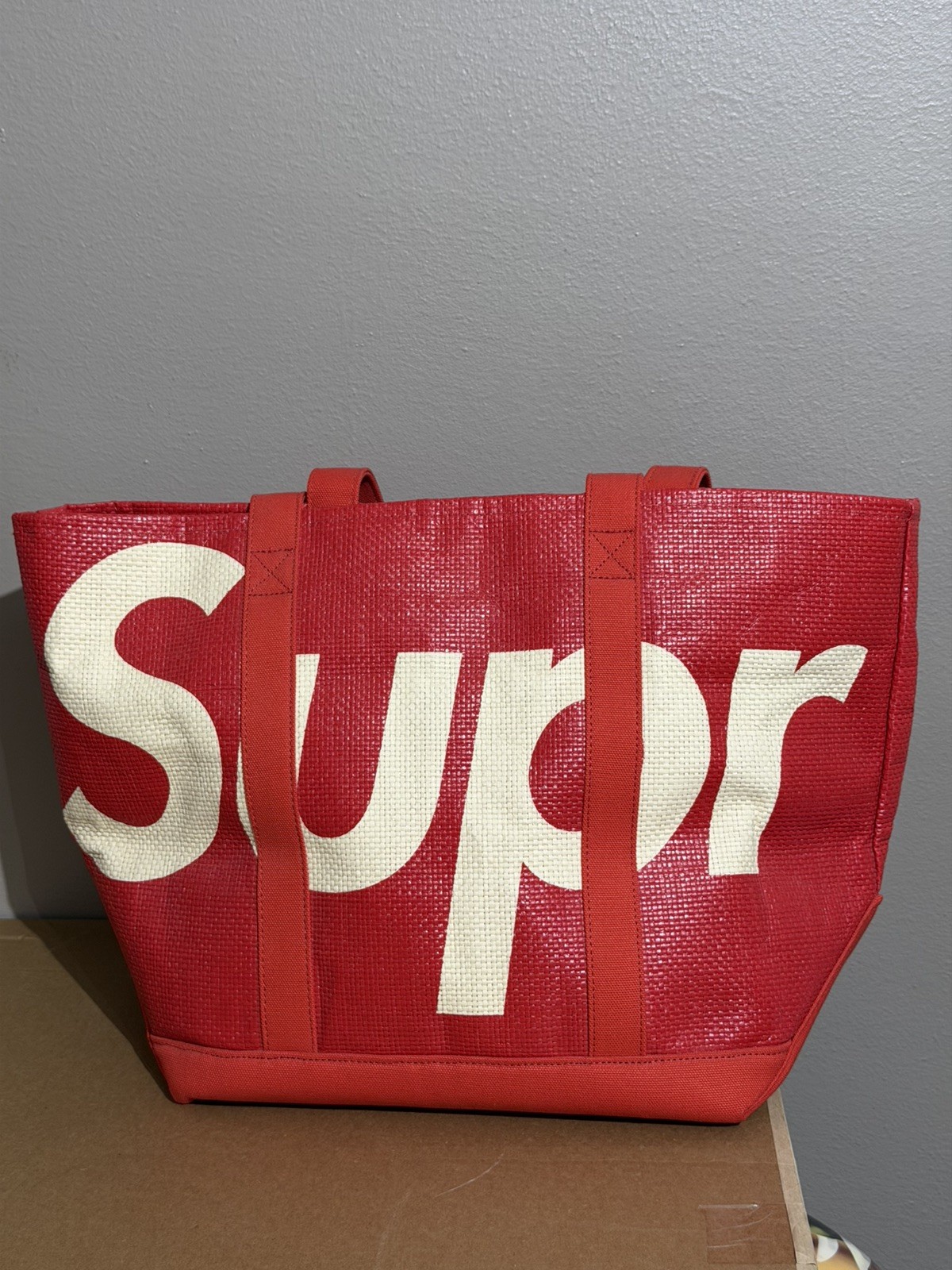 Supreme Raffia Tote Red Spring/Summer 2020 Collection NEW