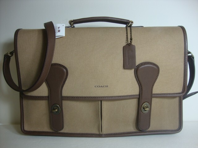 Brand New Men Coach Brief Canvas Messenger Bag F70905 B4/Jute