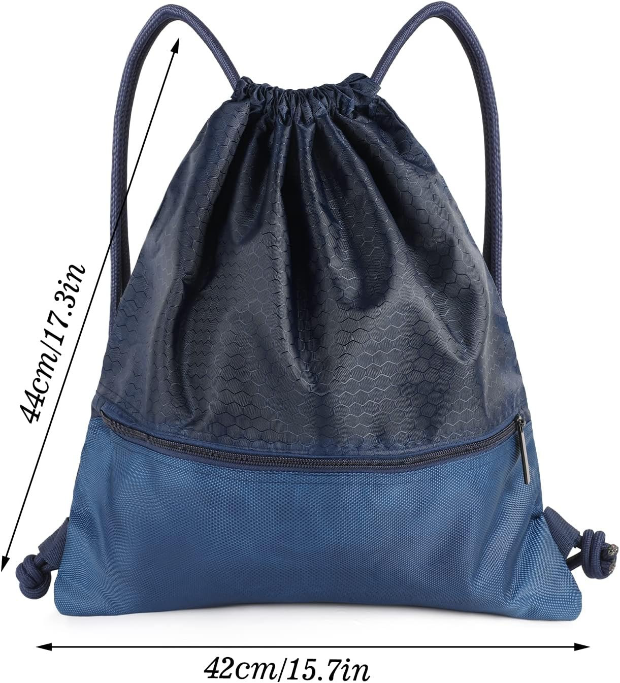 Waterproof Drawstring Backpack with Zip Pocket, Gym Swim Bag for Men Women