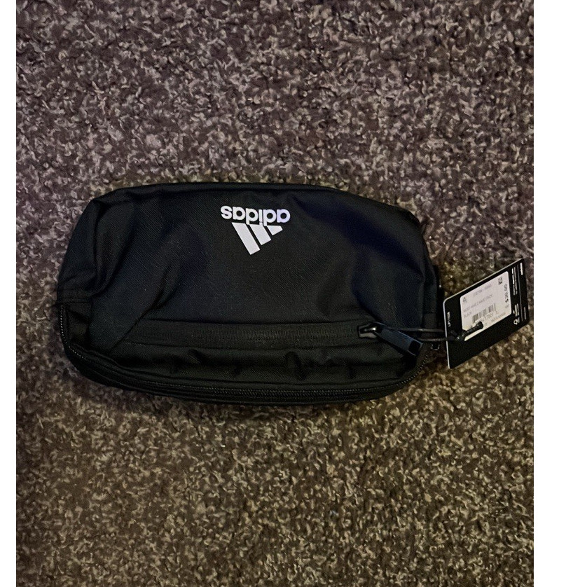 Adidas Black Waist Bag Adjustable Strap Zip Buckle Closure Sports Solid