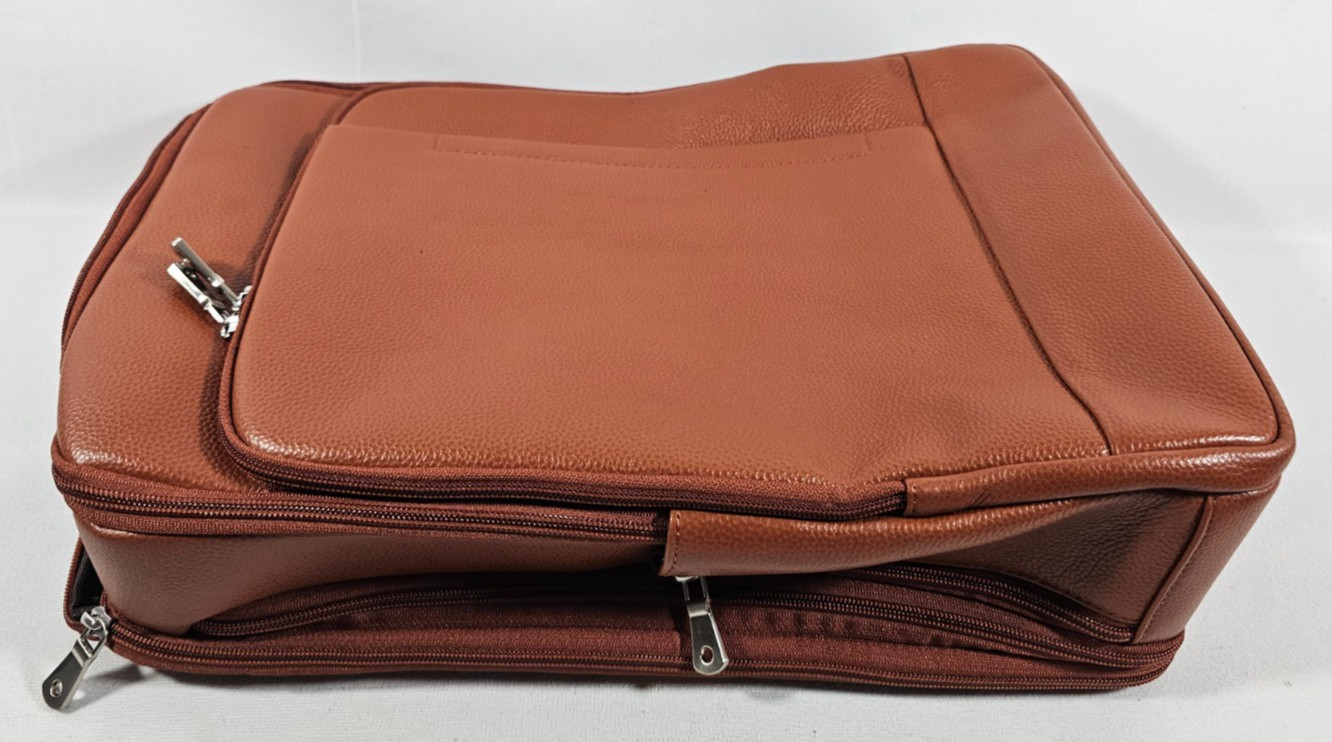 Leather Backpack 15.6″ Laptop Sleeve for Men Women TSA Friendly Travel Brown