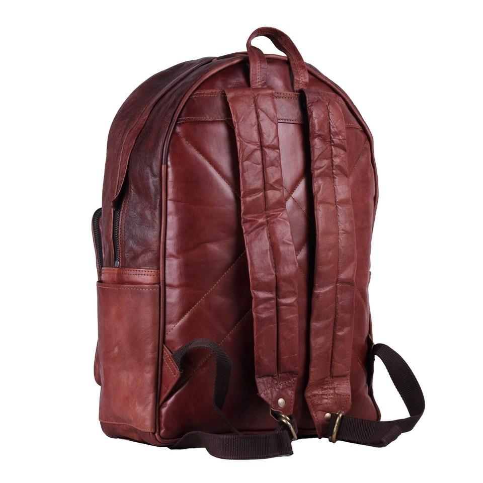 Leather Bag Backpack Messenger Laptop Dark Brown 17 Inches Handmade World