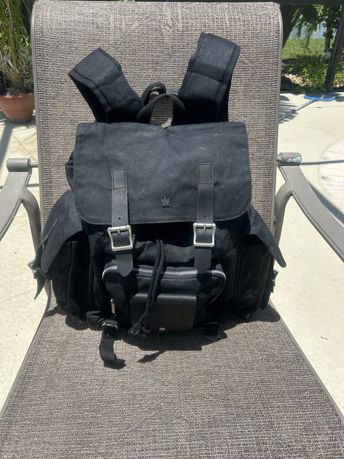 Cocktail Kingdom Bartender’s Waxed Canvas Backpack with Leather Trim Black