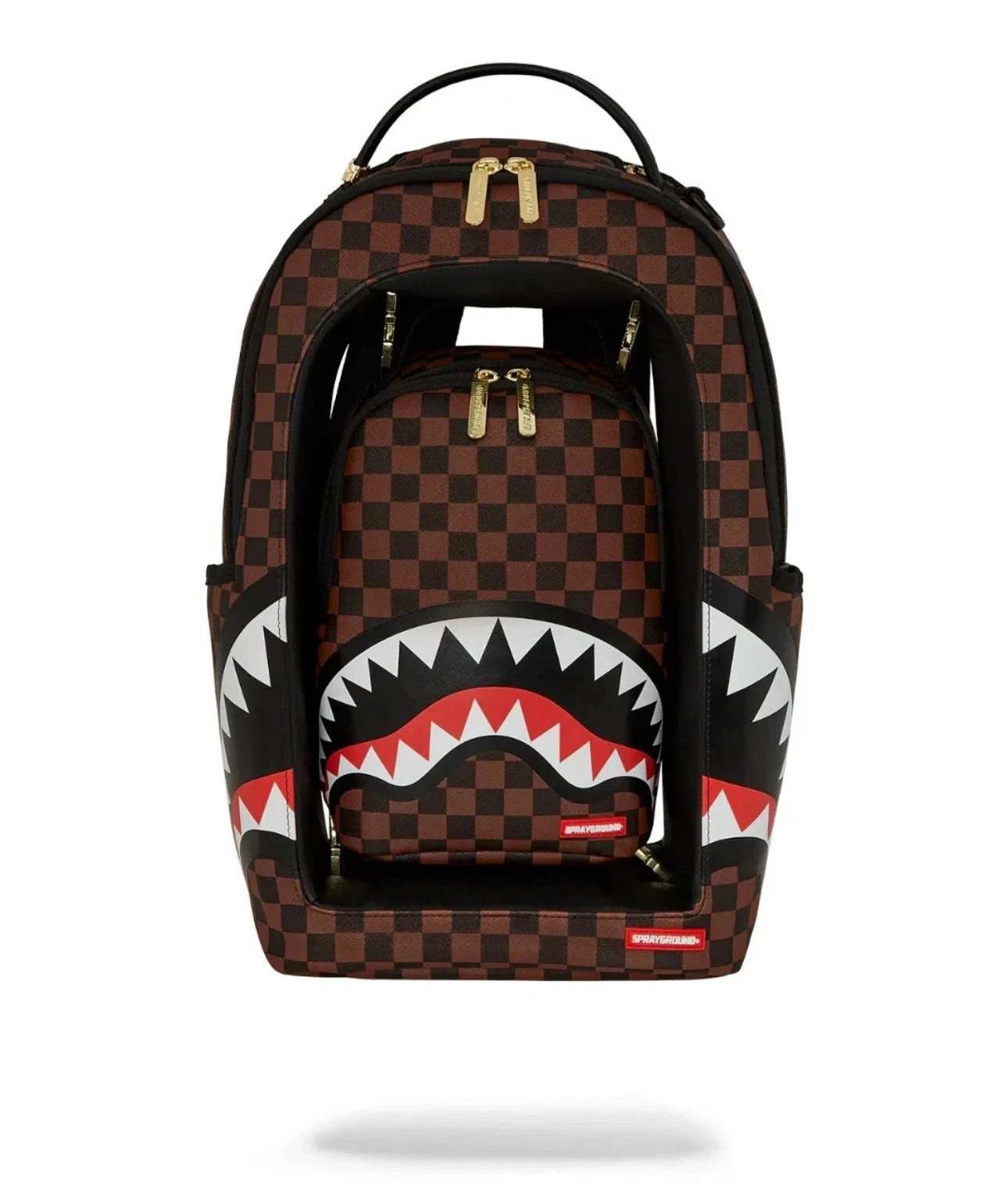 SprayGround Brown Checkered Shark In & In Backpack Set