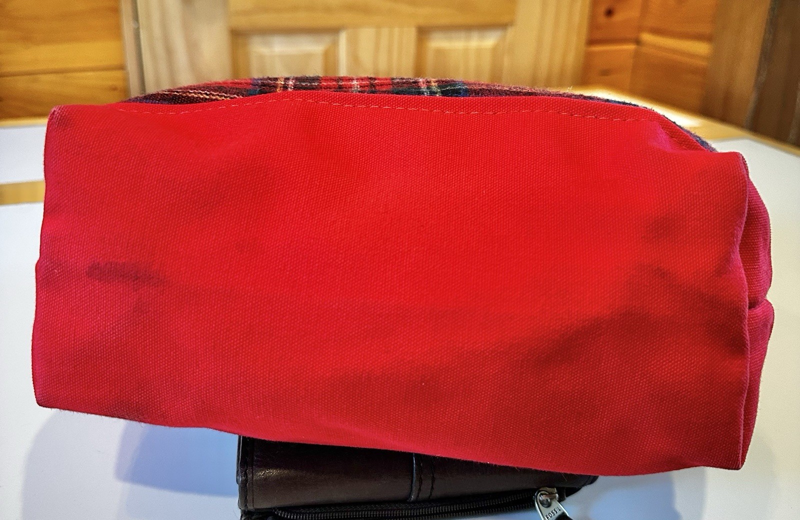 VTG LL Bean Boat & Tote Bag men Tartan Red Plaid 70’s Chris-craft Boat L@@K